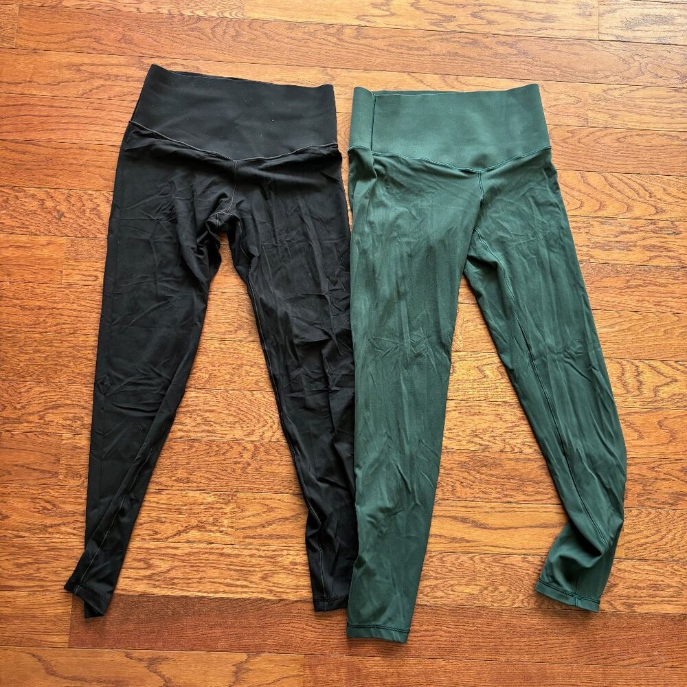 TWO Aerie offline 7/8 leggings, size medium. Green and Black.
